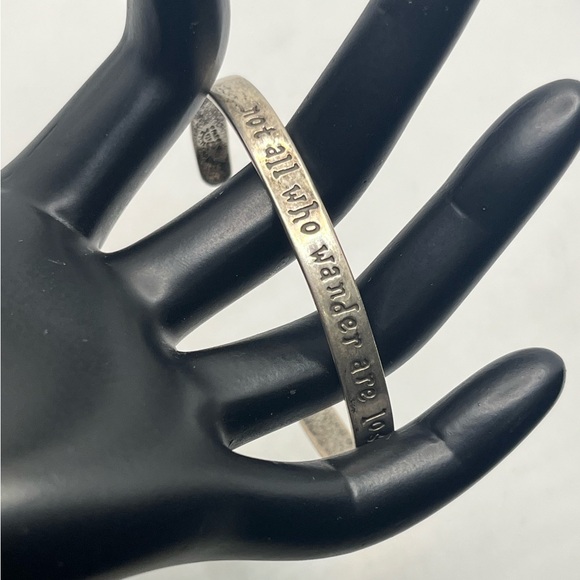 Far Fetched Sterling Silver Not All Who Wander Are Lost Cuff Bracelet vintage - Picture 3 of 12